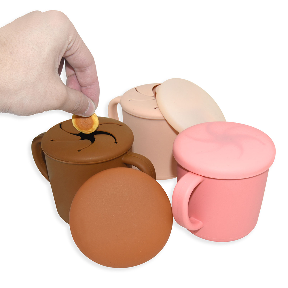 Herbruikbare 100% Siliconen Baby Snack Containers Afwasmachine Veilige Siliconen Peuter Spill Proof Snack Cup met Handvat