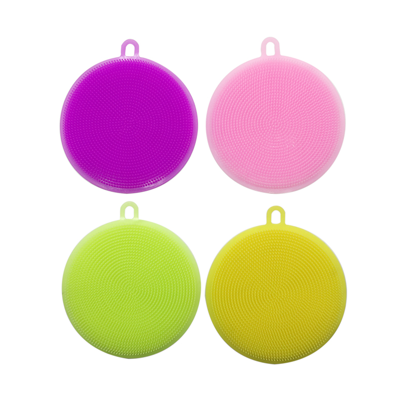 Round shaped Durable FDA Silicone dish brush,Factory Direct Silicone cleaning sponge