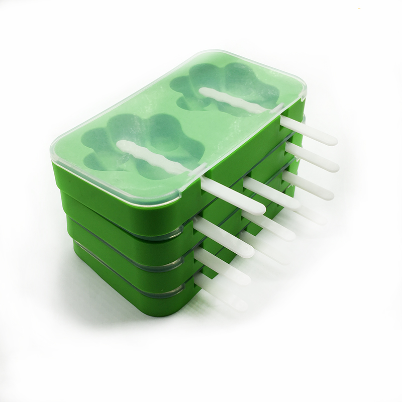 Set van 4 FDA siliconen popsicle mallen met deksel en covers, Factory Direct Exclusive Popsicle mallen met 4 vormen