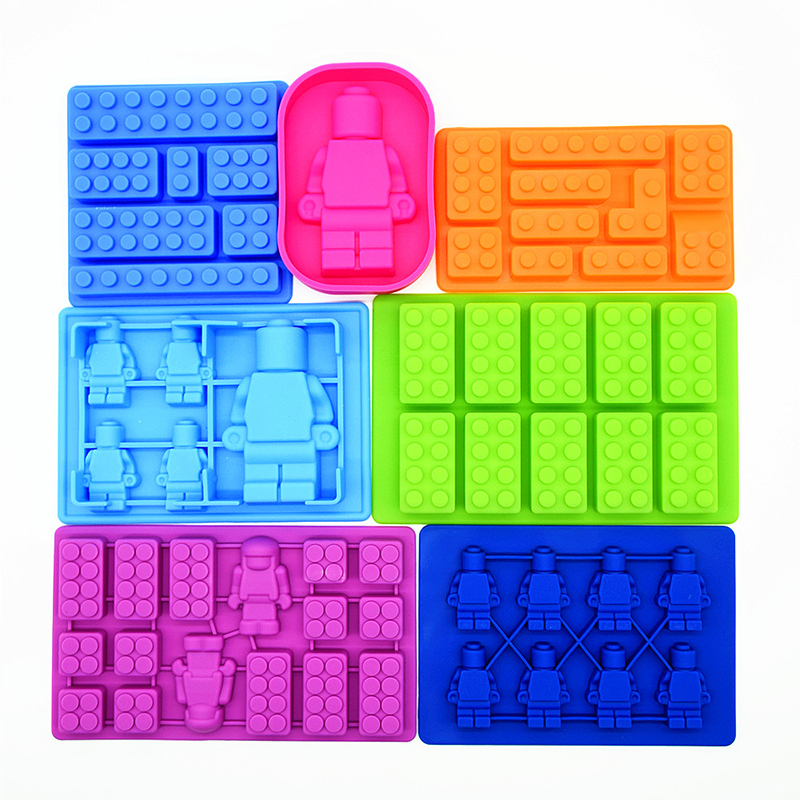 Set of 7 Multiuse Silicone Minifigures and Building Blocks Chocolate Candy mold