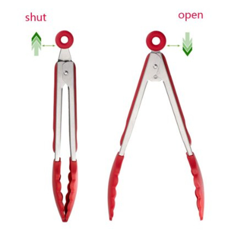 Silicone &Stainless Steel Kitchen Locking Tongs , Food Tongs,BBQ Tongs