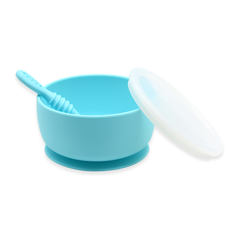 Silicone Toddler Bowl Set with Suction Silicone Non Slip Baby Feeding Set with Spoon Fits Most Highchair Trays
