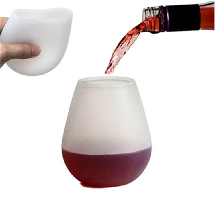 깨지지 않는 실리콘 와인 안경 - 4 개의 스테 렘이없는 고무 와인 컵 세트