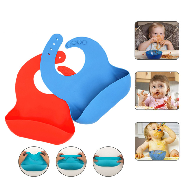Waterproof Silicone Bib Easily Wipes Clean! Comfortable Soft Baby Bibs Keep Stains Off! Spend Less Time Cleaning after Meals with Babies or Toddlers!