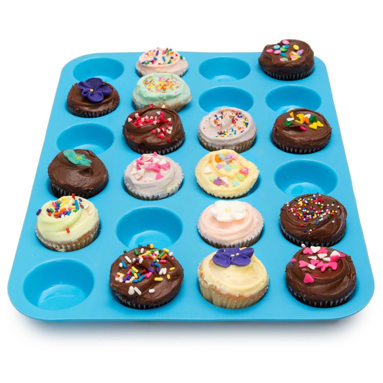 Großhandel Silikon Mini Muffin Pan 24Cups Mini Cupcake Backblech