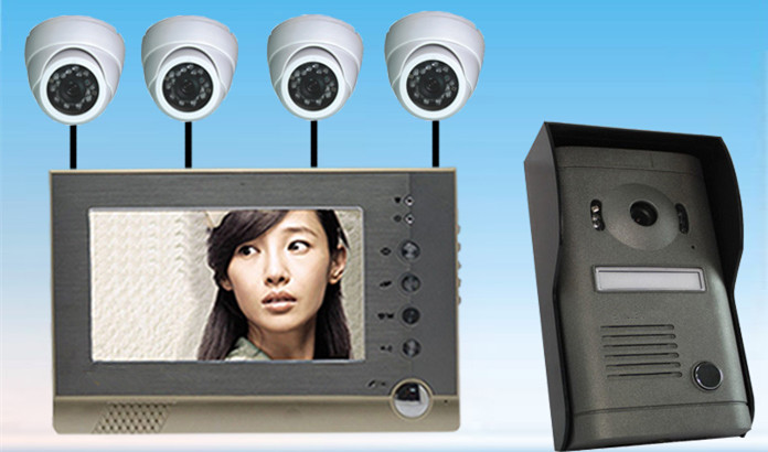 4 Wire 7inch Kleur bewegingsdetectie Surveillance video deurtelefoon Ondersteuning Camera PY-V7DVR-P1