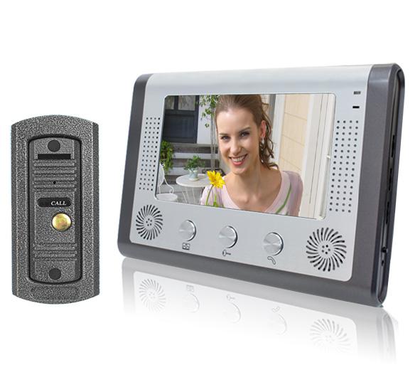 4 hilos Tipo Villa sistema de teléfono video de la puerta 7inch Desbloqueo Monitoreo Intercom PY-V801ME11
