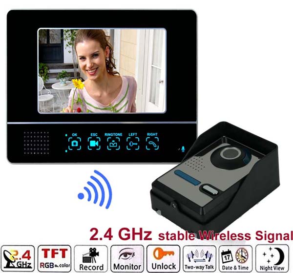 New 7inch 2.4GHz Wireless Video Door Phone Building Entry System  PY-V811FAW11