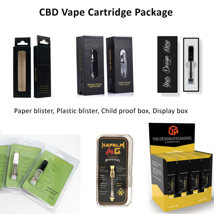 Различные типы Vape Cartridge Упаковочная коробка CBD Carts Custom Boxs