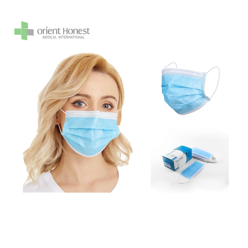3 ply disposable earloop  face mask  with ISO & CE certification with OEM packing