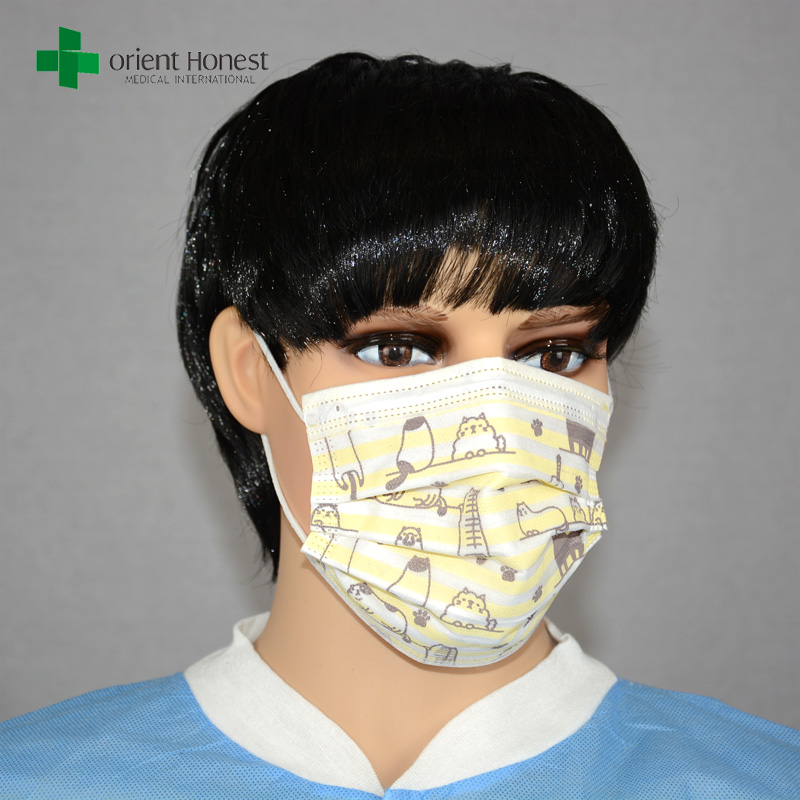 3 plys cute medical mask , children face mask with earloop , custom printed surgical mask