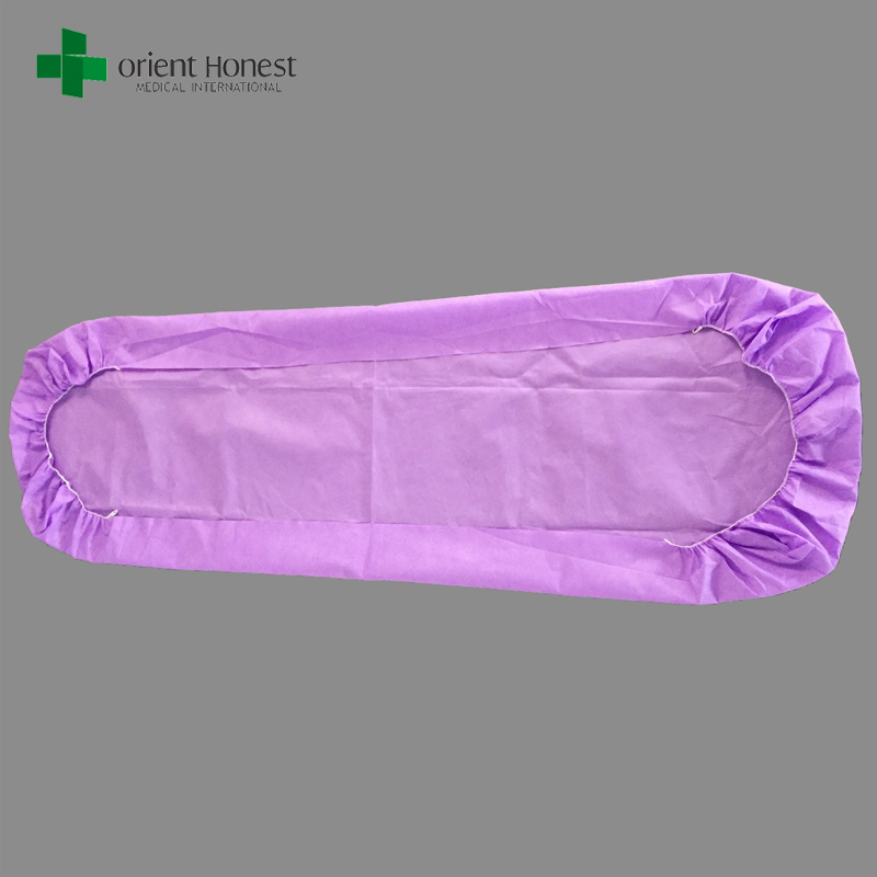 China mejor fabricante SMS púrpura tejida sábanas desechables para uso médico hospitalario