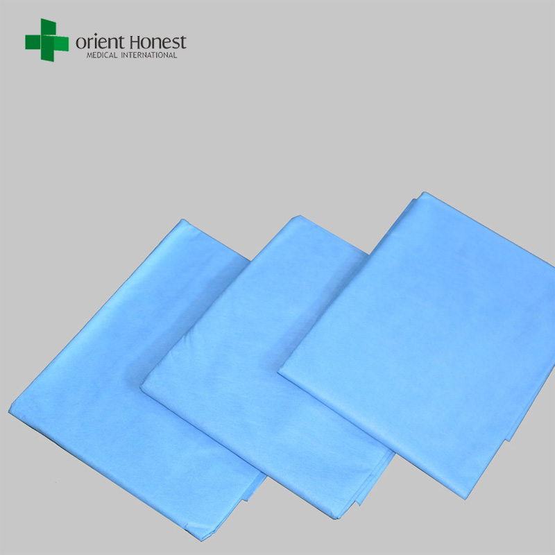 China melhor fornecedor para descartáveis ​​folha de cama higiénica quadrados, lençol azul com estilo simples, SMS folha de cama plana para o hospital