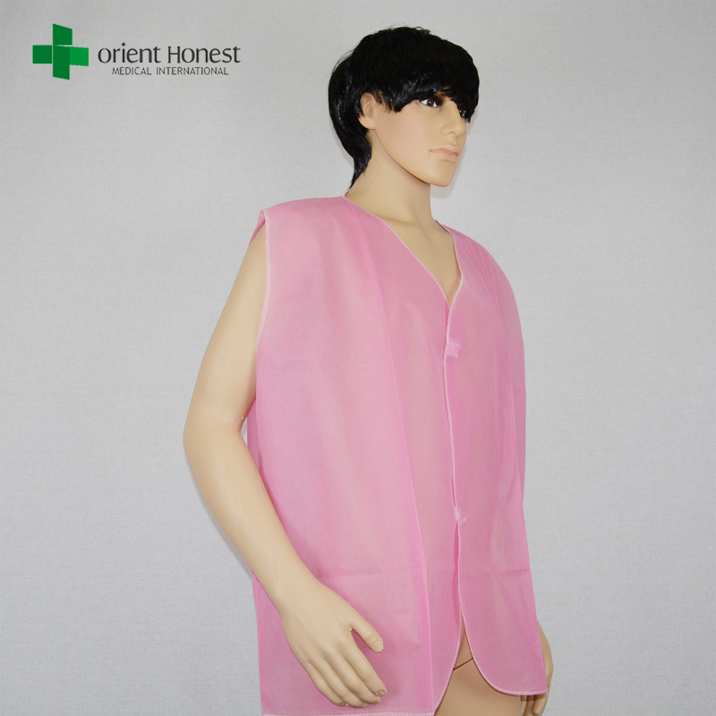 China fabricante calcetín desechable marioneta, pp desechable no tejido chaleco, chaleco de color rosa PP desechable