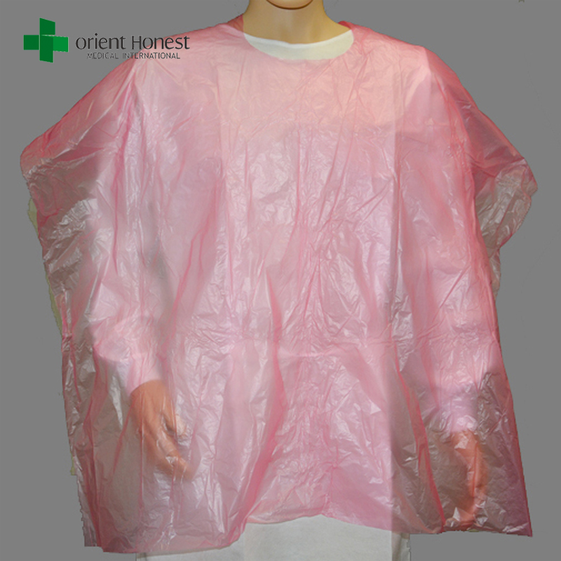 Fabricante de China para o avental descartável do PE, avental plástico descartável, avental descartável do barbeiro na cor vermelha