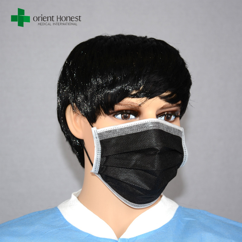 China fabricantes de máscaras no tejidas negro, negro adulto máscara para el polvo desechables, cara lazo del oído máscaras bucales