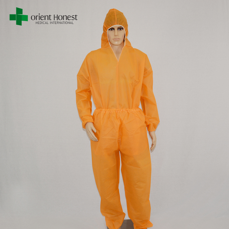 China two piece PP non woven orange disposable coveralls manufacturers