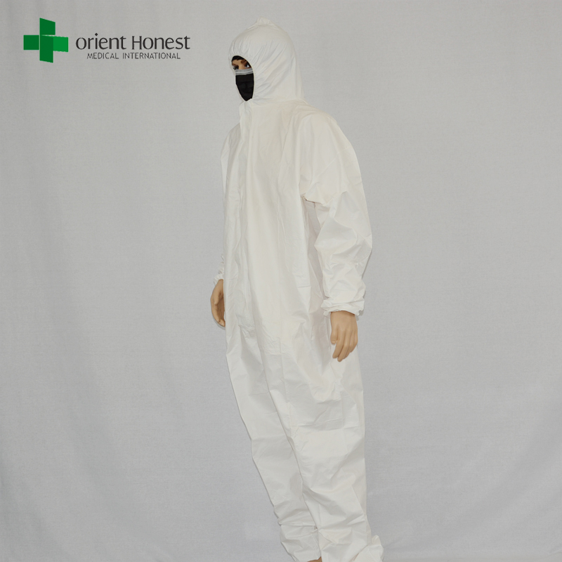 China pakai grosir baju perlindungan keseluruhan, CE sertifikat ISO putih, suppier terbaik untuk pakaian pelindung