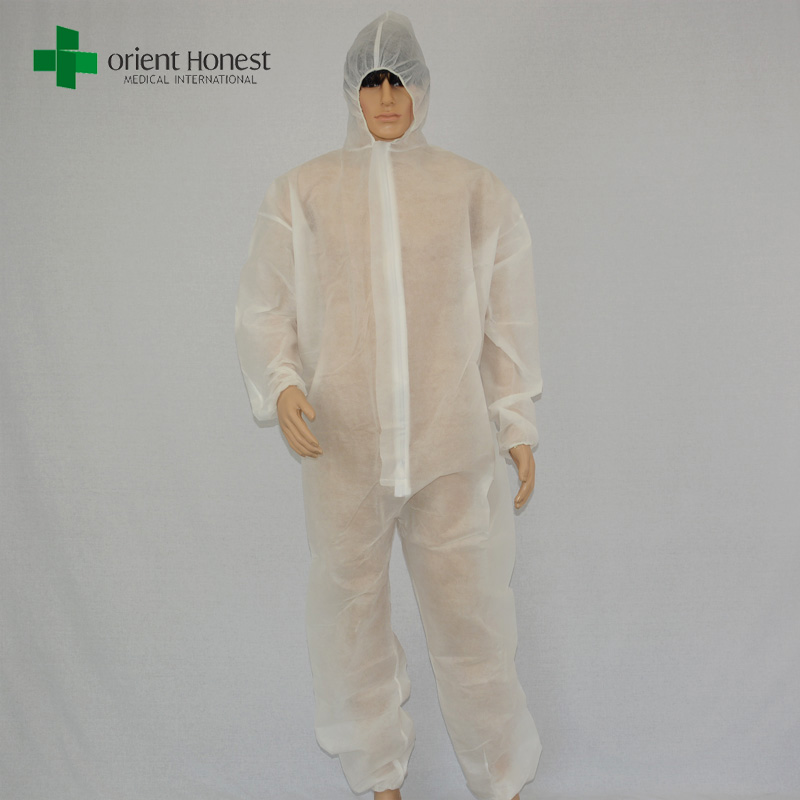 China wholesaler cheap non-woven coverall,white dust cheap working overall,nonwoen disposable white coverall