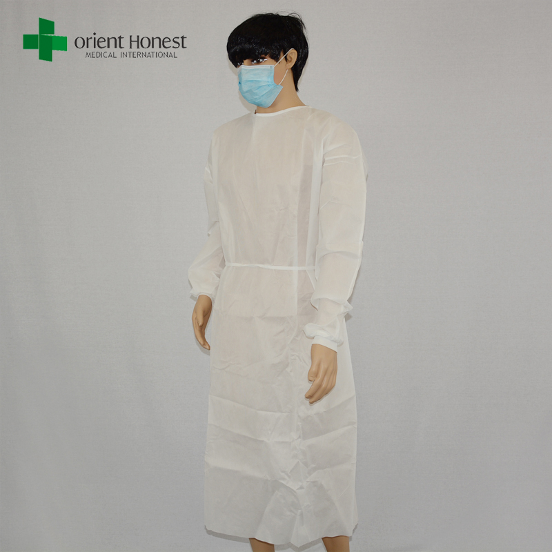 China wolesales medical consumables PP white knitted cuffs disposable gowns