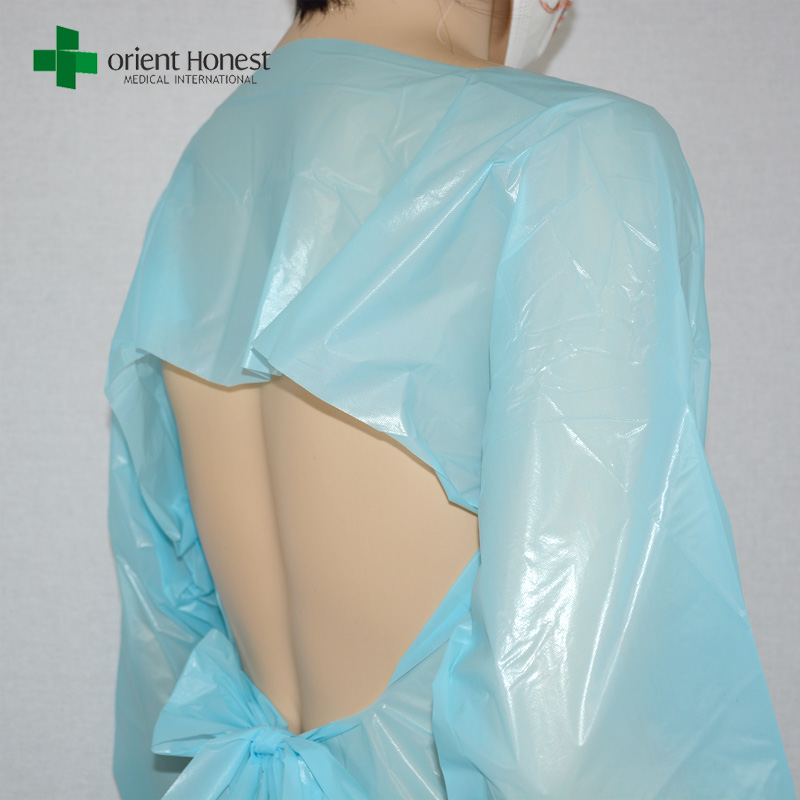 Einweg -CPE -Wasser -Proof -Kleid mit Daumen offener Rückenhersteller