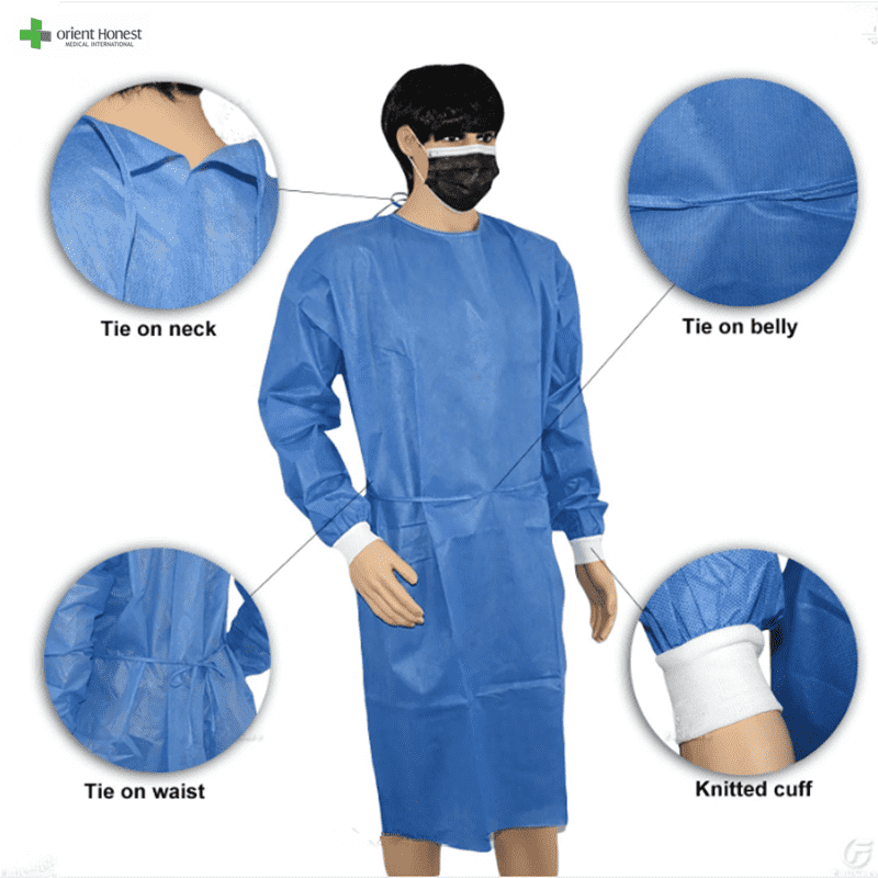 Camice medico monouso di livello 1 con polsini in maglia fornitore medico