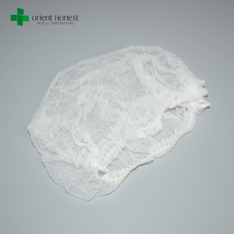 病院のサロンスパケータリングとダストフリーワークスペースのための使い捨ての不織布バファントキャップヘアネット（白）