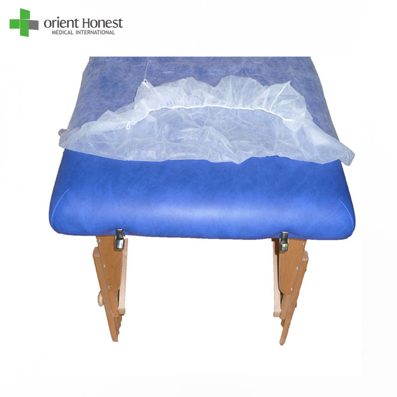 Le tissu jetable non tissé blanc de couverture de lit de couleur place la couverture élastique de lit d'extrémité