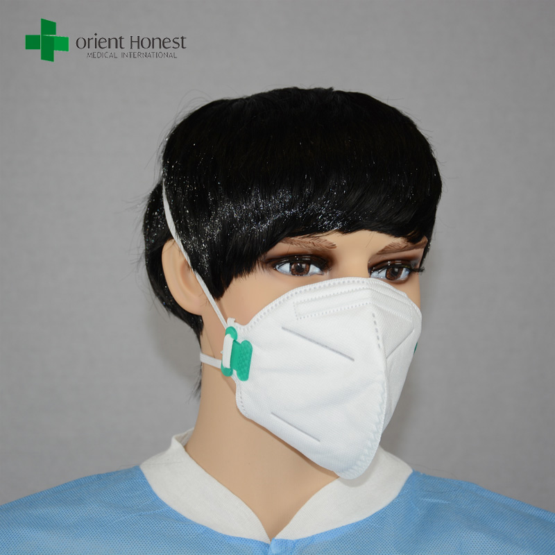 PM2.5 dobra-plano poeira máscaras, máscara de poeira dobra liso verde, dobre respirador particulado plano com e sem válvula