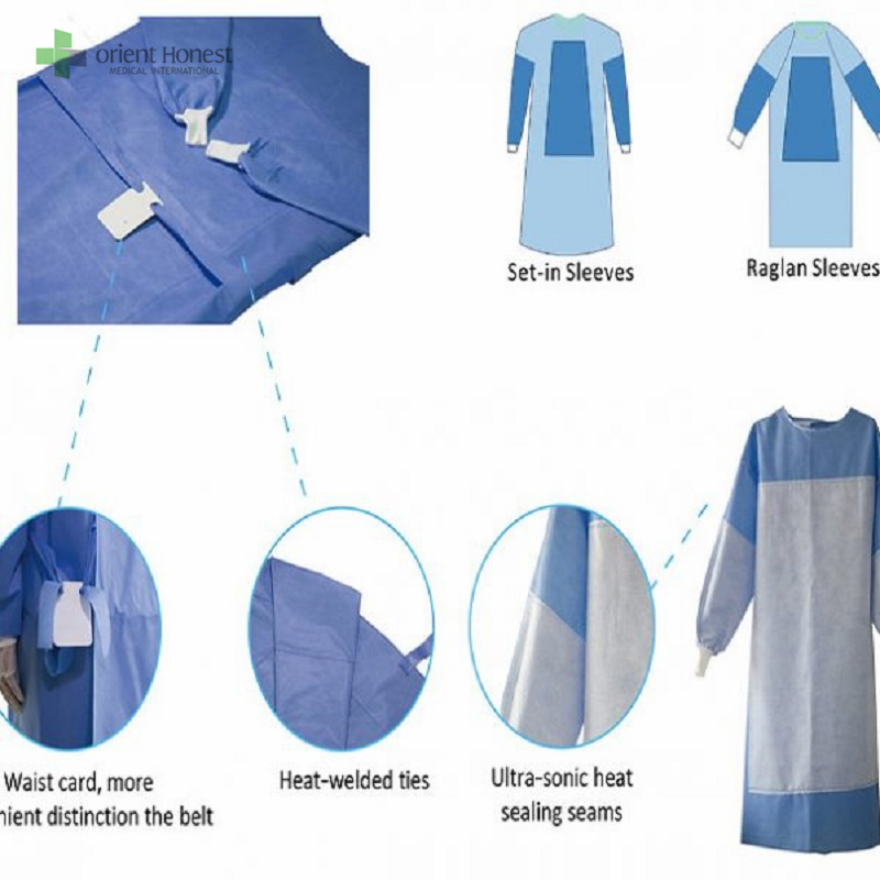 Robe chirurgicale renforcée avec poignets tricotés fabricant médical ISO13485 CE FDA