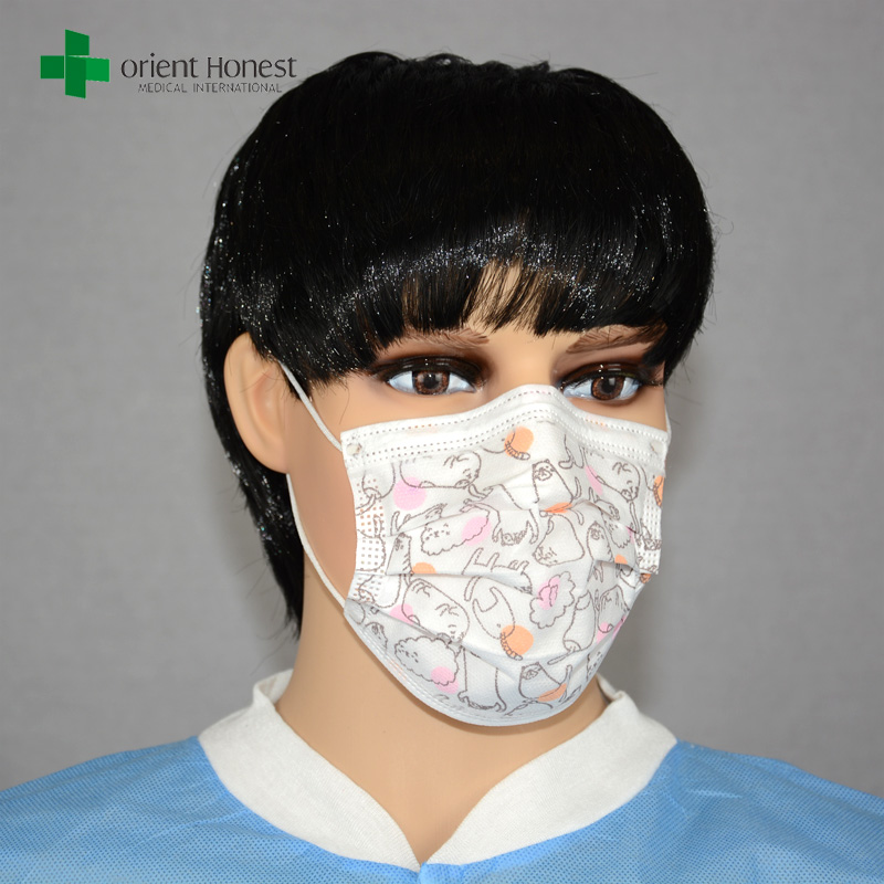 Single use cute childrens face mask , different design of face masks , producers for printed disposable surgical mask