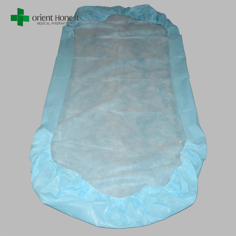 Waterproof disposable blue sheet , elastic matress cover , PP+PE disposable bed sheets medical