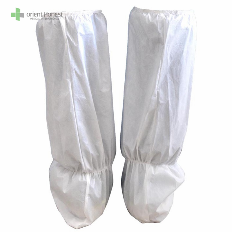 White Disposable Boot Cover Hubei pabrik dengan ISO 13485 CE FDA