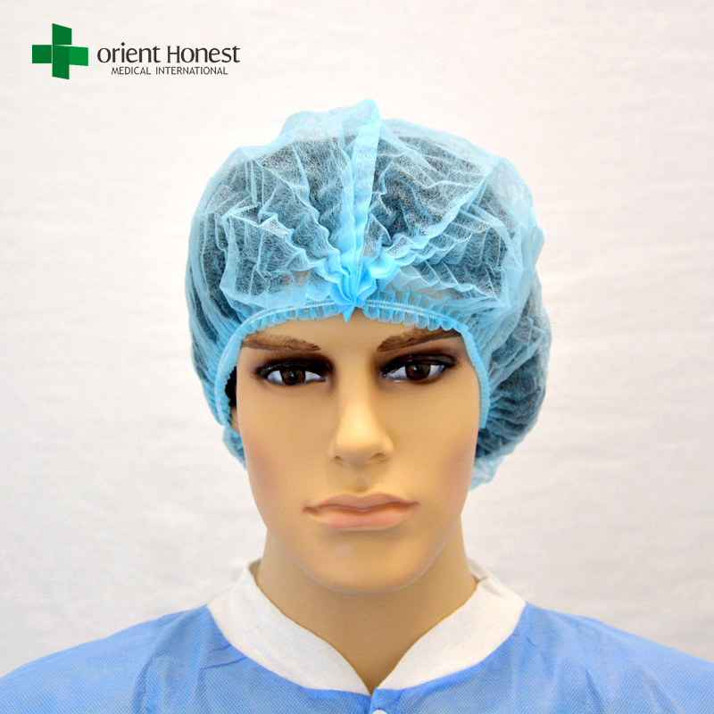 bleu casquettes de balai jetables, tissé infirmière jetable bouchon non, hôpital jetable casquettes chirurgien