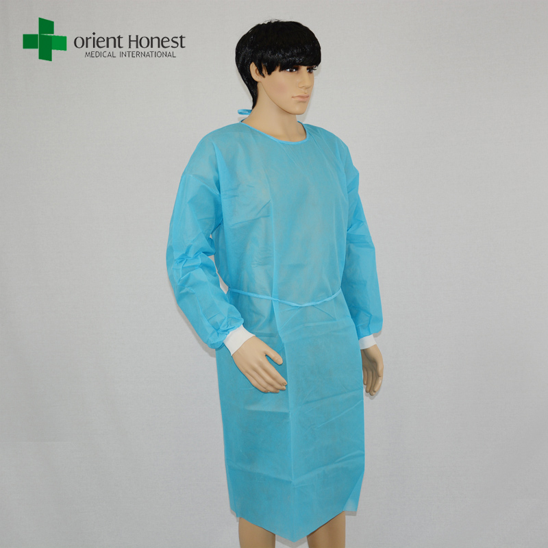 blouses d'hôpital personnalisé bleu clair, dentaire robe d'isolement jetable, à usage unique fabricant de robes dentaires