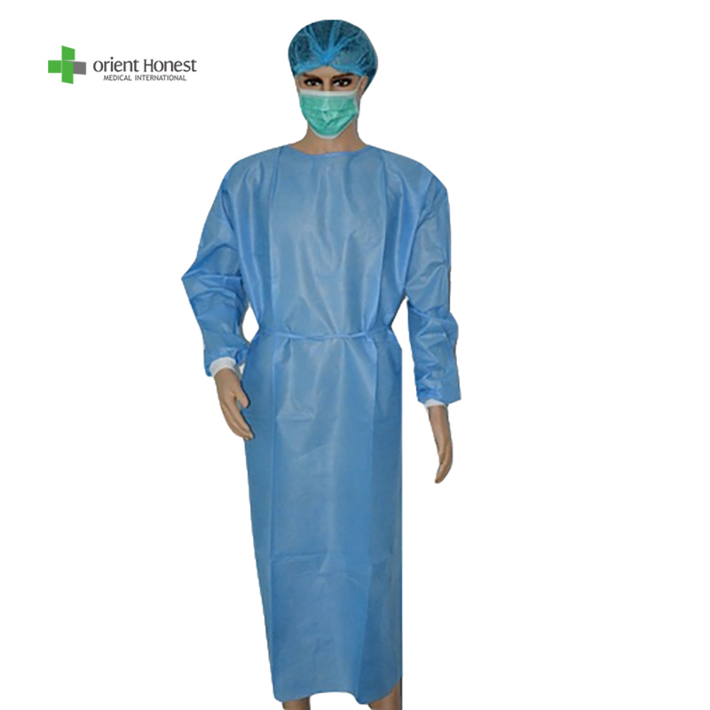 disposable PP SMS PP+PE non woven green gowns with CE FDA ISO13485