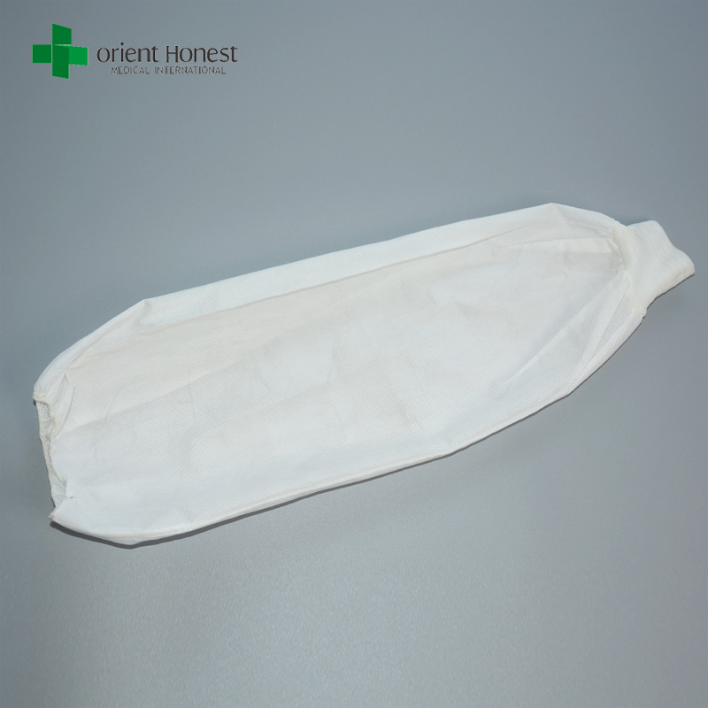 tampa do tubo de não tecidos descartáveis, oversleeves descartáveis ​​brancos, braço tampa do tubo com a braçadeira kintted