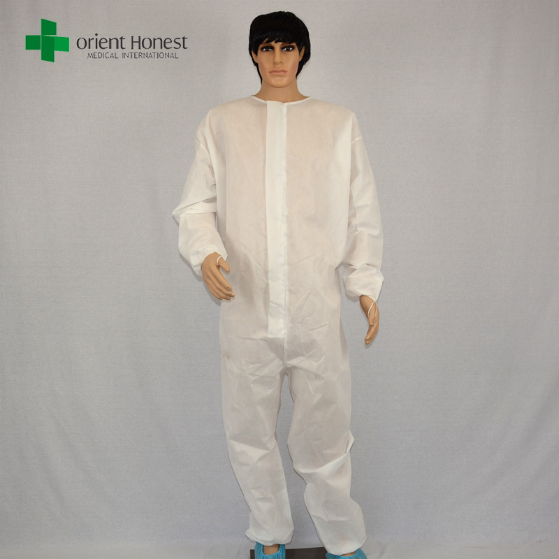 disposables clothes, protective white coveralls ,SMS Coveralls with zipper front flap