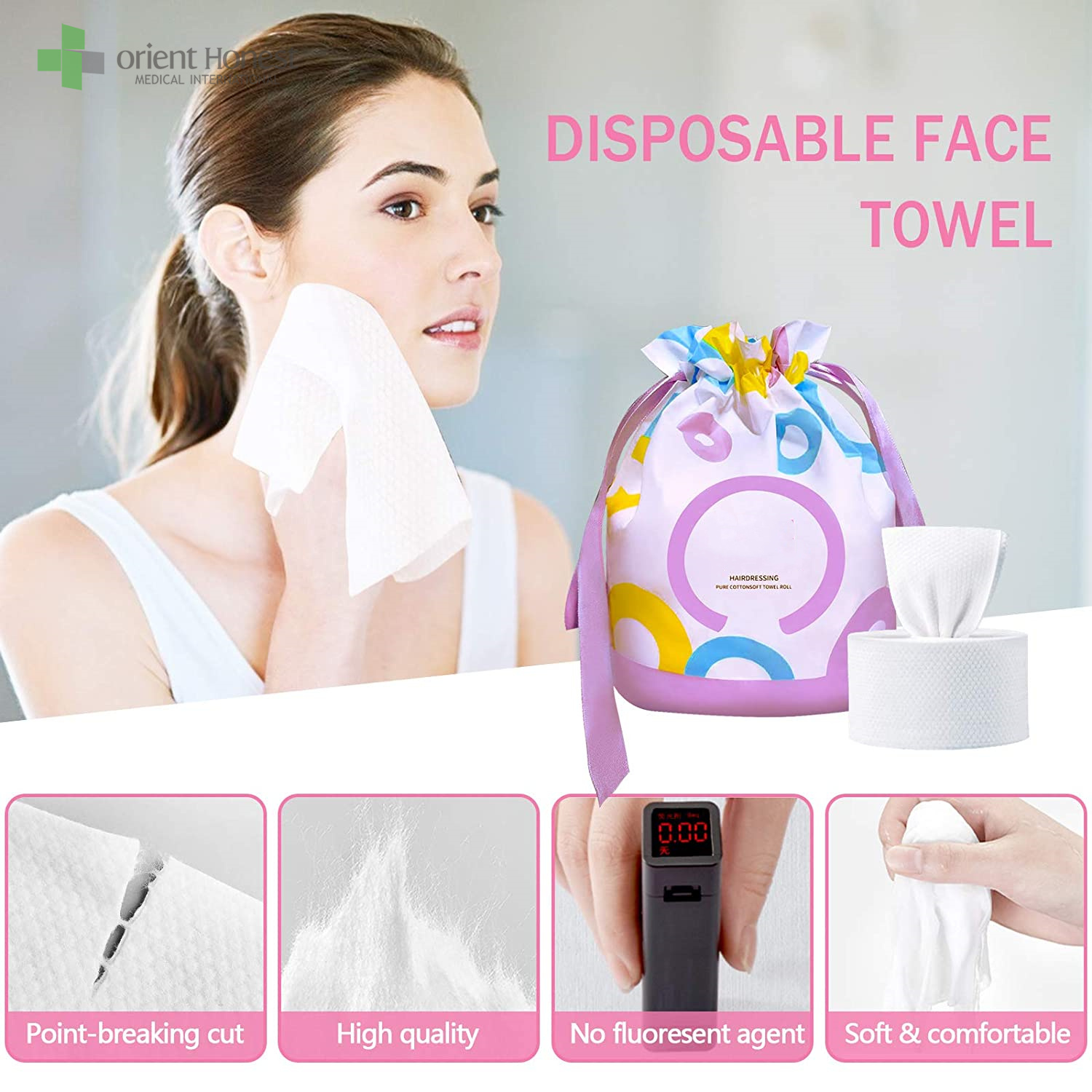 Utilisation sèche et humide Nettoyage Skincare Clean Face Tissue de coton