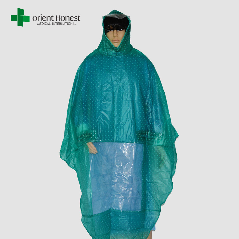 plastic raincoat ponchos supplier, green rain coat poncho , cheap price waterproof poncho