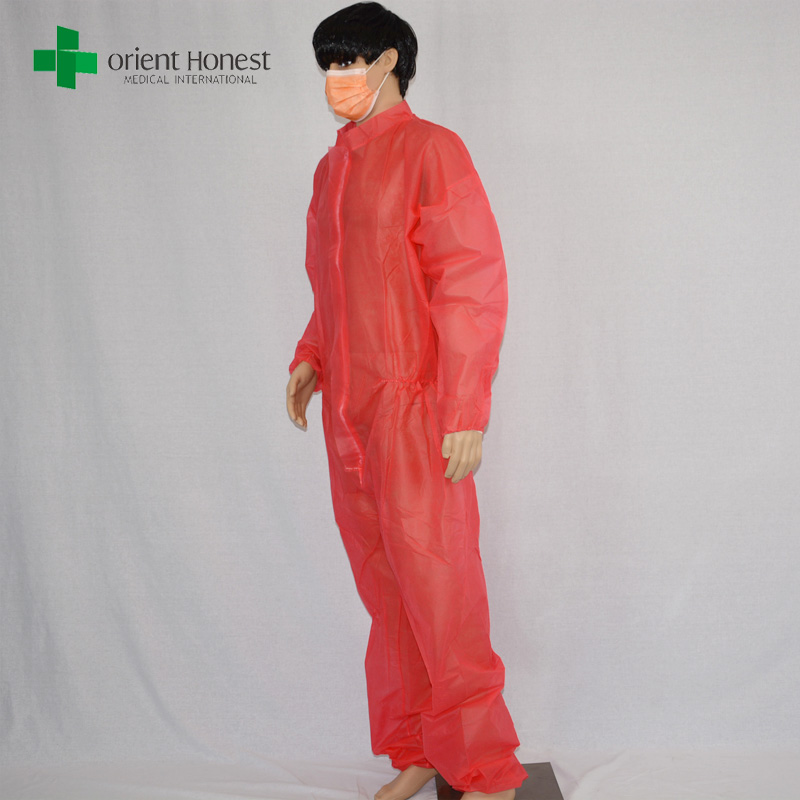 wholesaler safety red clothing overalls,disposable safety working uniform,polypropylene safety workwear supplier