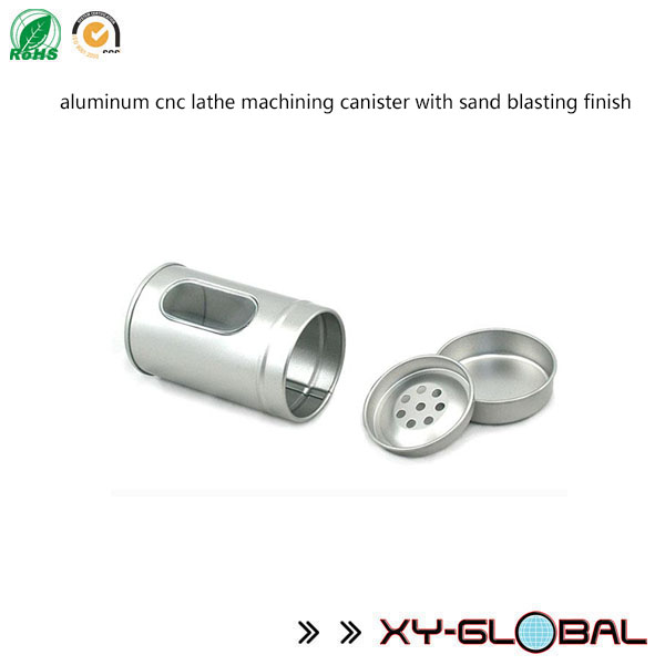 Fábrica de fundición de aluminio, aluminio CNC tornillo de mecanizado recipiente con acabado de chorro de arena