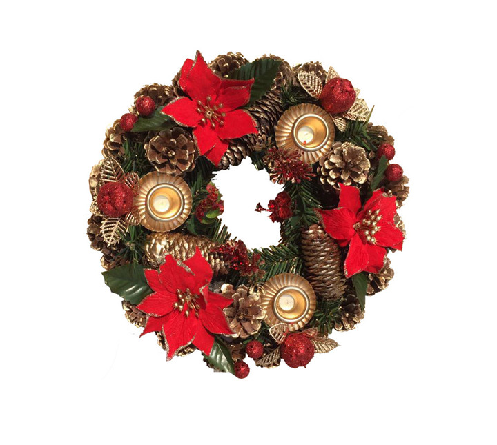 12「クリスマス装飾用キャンドル ホルダーの花輪