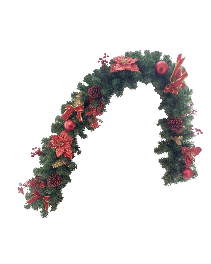 180cm Christmas Poinsettia Garland on sales
