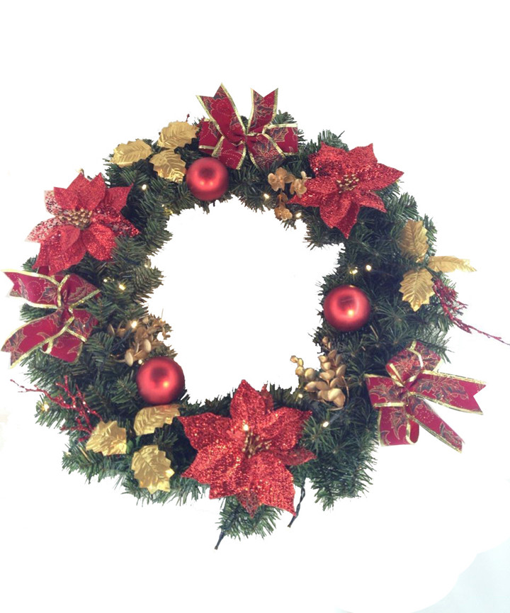 24" Christmas Poinsettia Wreath