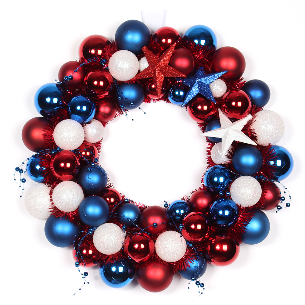 45cm Plastic USA Flag Color Christmas Ball Wreath