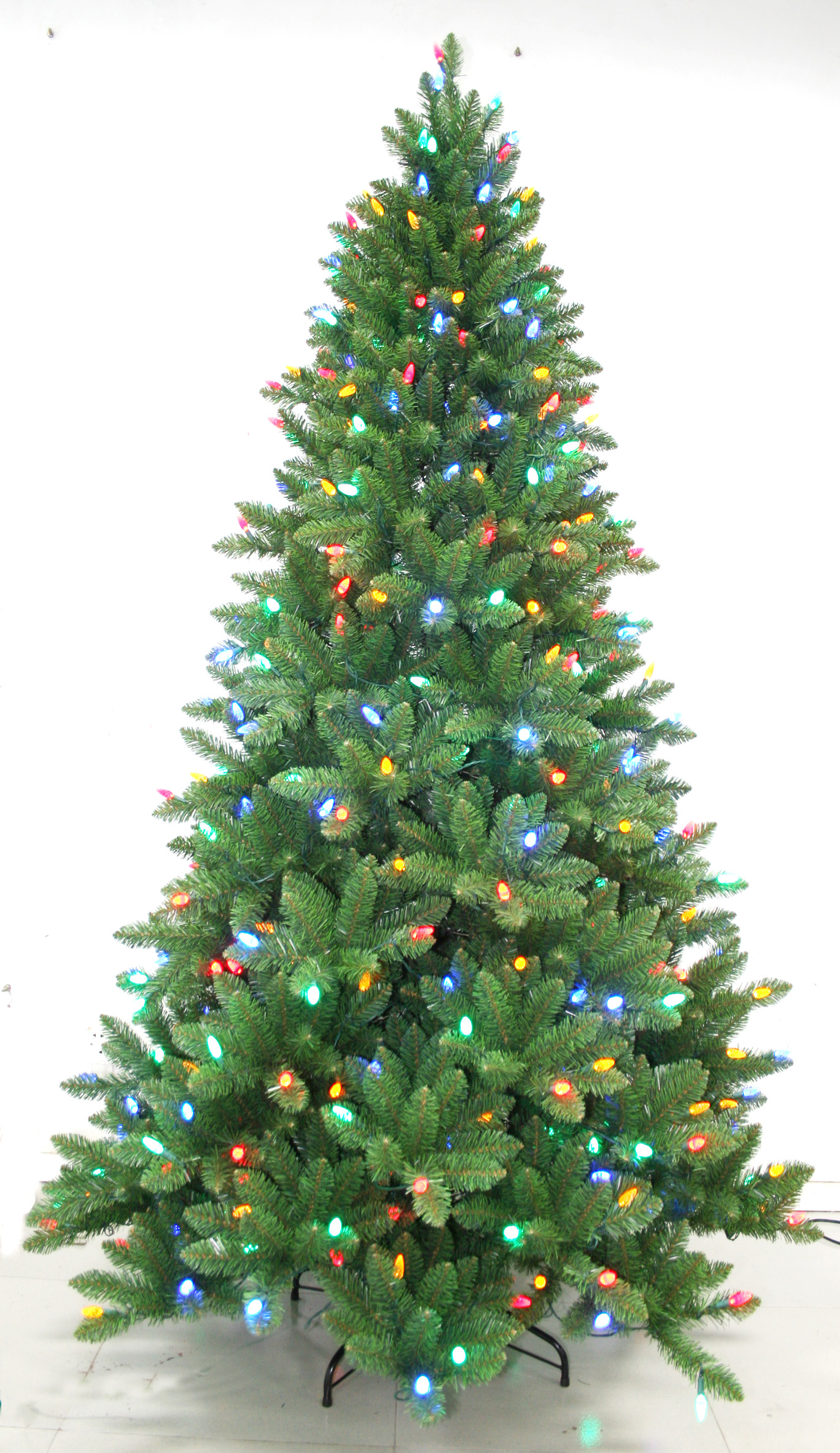 7.5' PE 圣诞树装饰前, 点亮圣诞树前, 点亮圣诞树