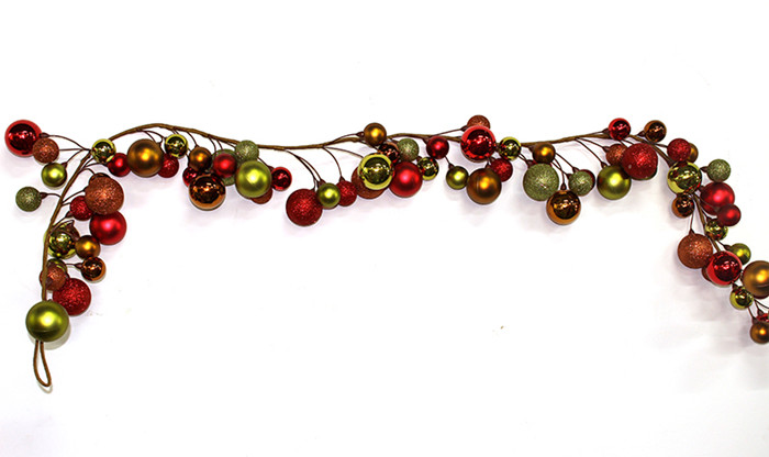 Christmas garland decorations with colorful balls