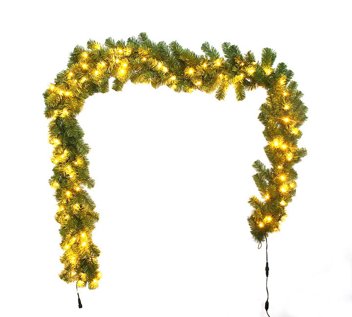 Green Color PVC Christmas Garland with lights