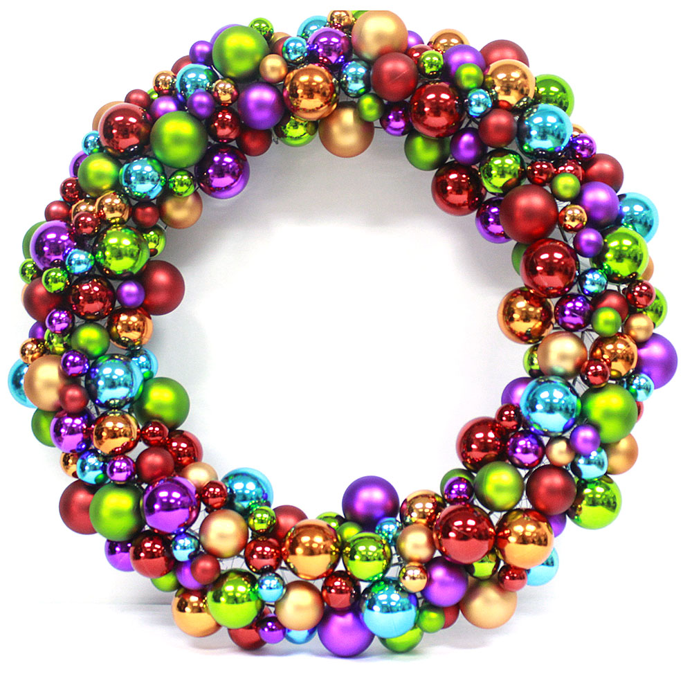 High quality Plastic Christmas ball Wreath for holiday decoration